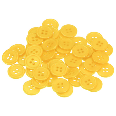 Harfington 160pcs 24L Sewing Buttons 5/8" Resin Round Flat 4-Hole Craft Buttons, Yellow