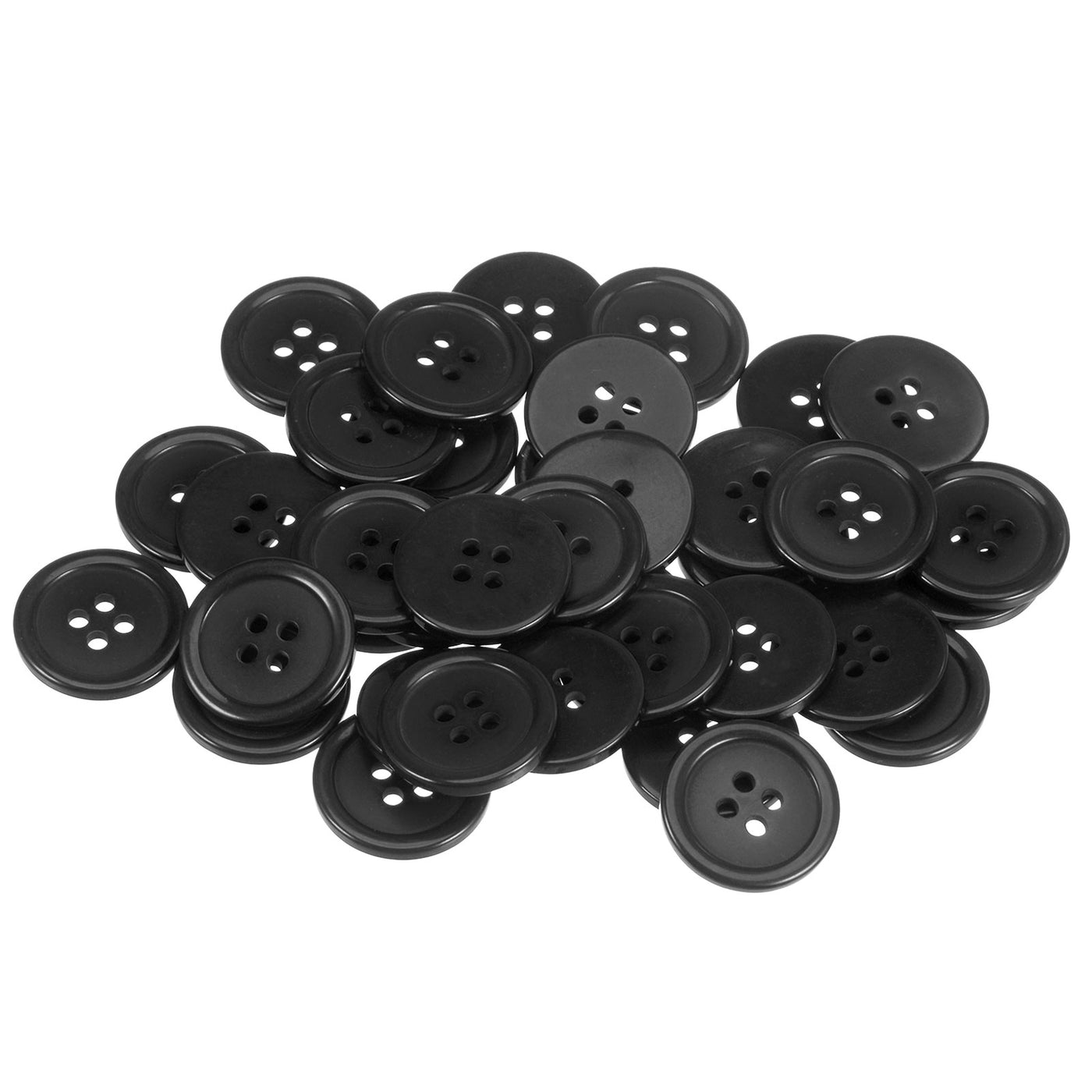 Harfington 100pcs 32L Sewing Buttons 3/4" Resin Round Flat 4-Hole Craft Buttons, Black
