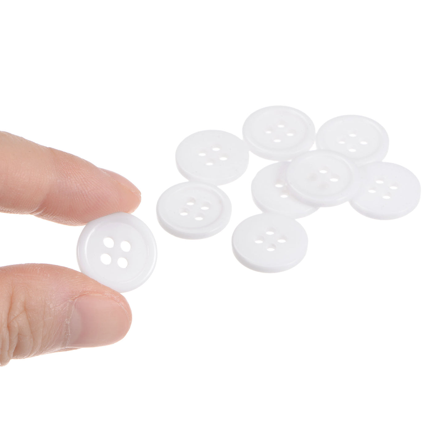 Harfington 200pcs 24L Sewing Buttons 5/8" Resin Round Flat 4-Hole Craft Buttons, White
