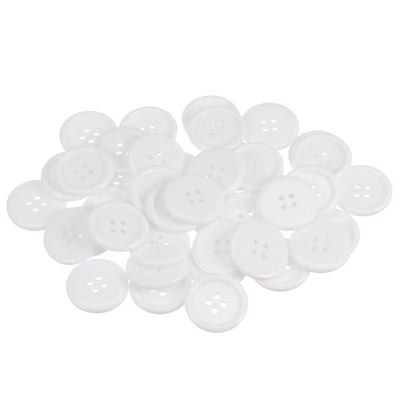 Harfington 100pcs 40L Sewing Buttons 1" Resin Round Flat 4-Hole Craft Buttons, White
