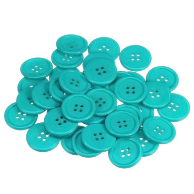 Harfington 100pcs 40L Sewing Buttons 1" Resin Round Flat 4-Hole Craft Buttons, Blue