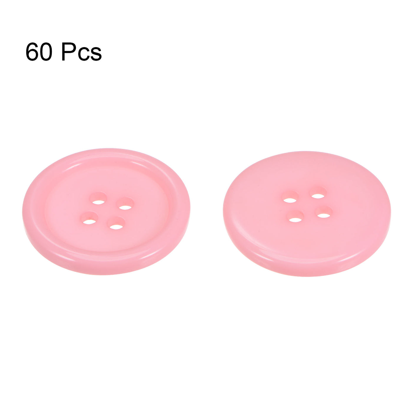 Harfington 60pcs 40L Sewing Buttons 1" Resin Round Flat 4-Hole Craft Buttons, Pink