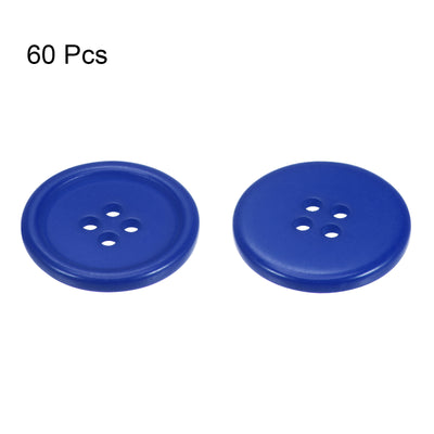 Harfington 60pcs 40L Sewing Buttons 1" Resin Round Flat 4-Hole Craft Buttons, Dark Blue