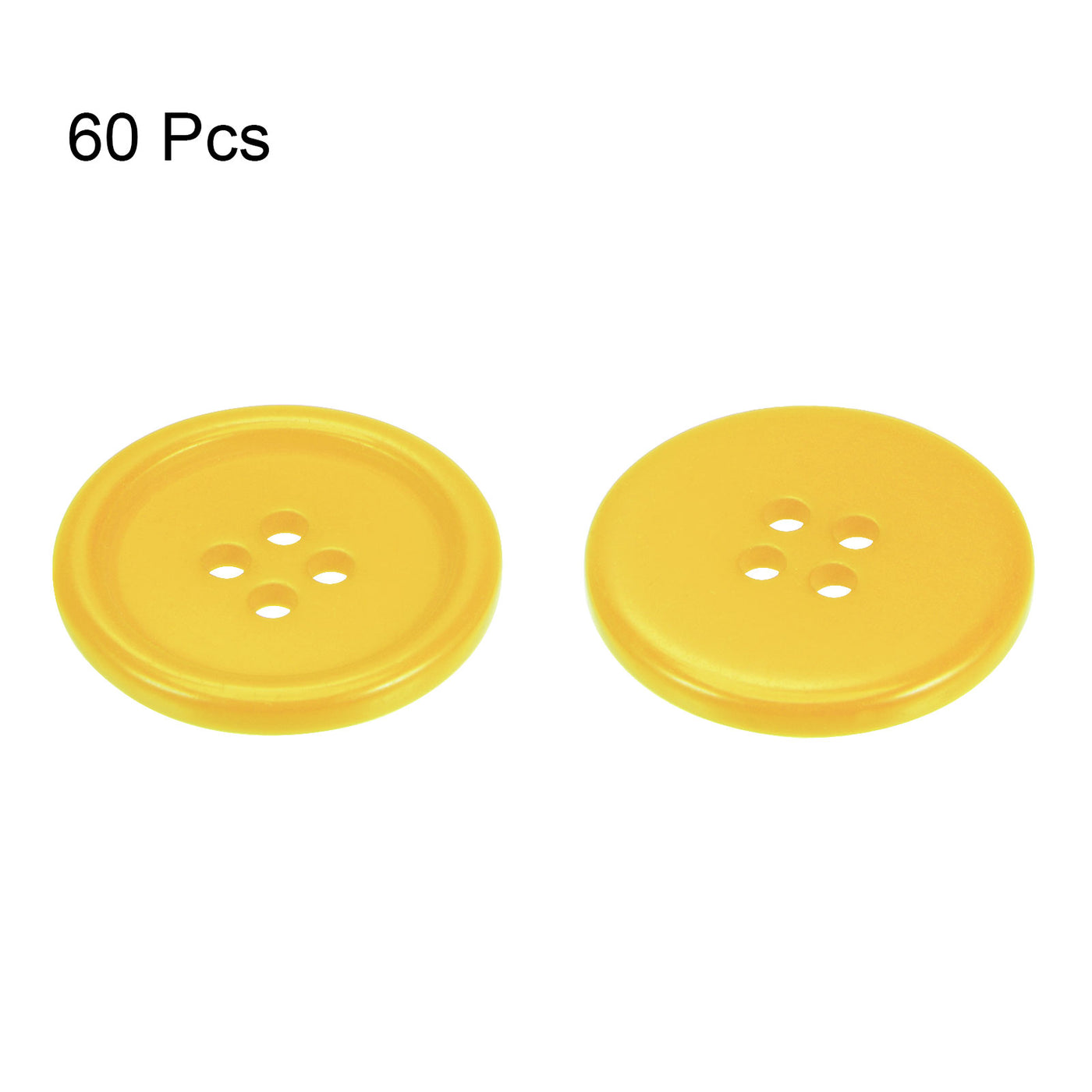 Harfington 60pcs 40L Sewing Buttons 1" Resin Round Flat 4-Hole Craft Buttons, Yellow