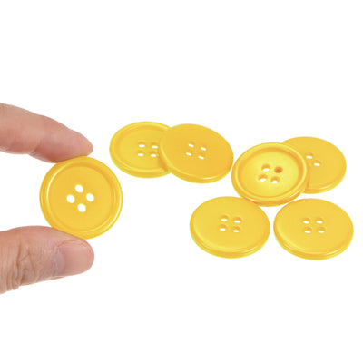 Harfington 60pcs 40L Sewing Buttons 1" Resin Round Flat 4-Hole Craft Buttons, Yellow