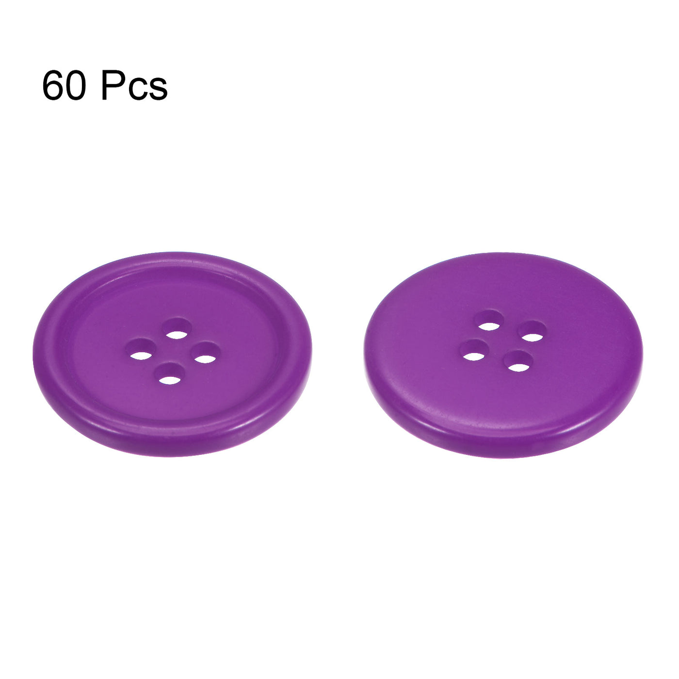 Harfington 60pcs 40L Sewing Buttons 1" Resin Round Flat 4-Hole Craft Buttons, Purple