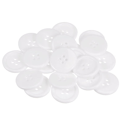 Harfington 60pcs 40L Sewing Buttons 1" Resin Round Flat 4-Hole Craft Buttons, White