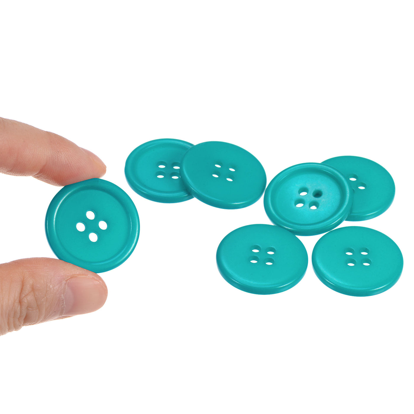 Harfington 60pcs 40L Sewing Buttons 1" Resin Round Flat 4-Hole Craft Buttons, Blue