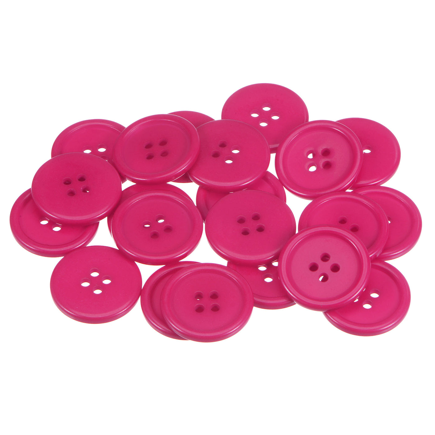 Harfington 60pcs 40L Sewing Buttons 1" Resin Round Flat 4-Hole Craft Buttons, Dark Pink
