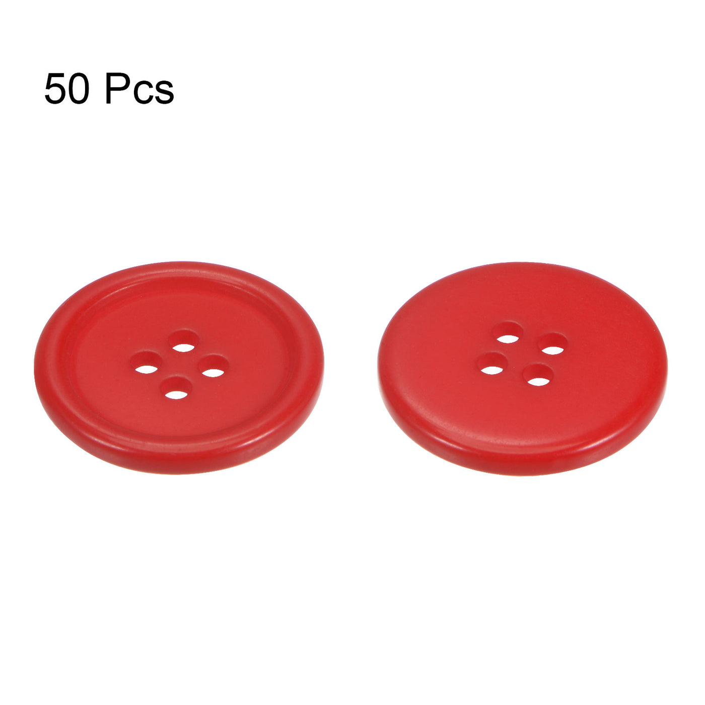 Harfington 50pcs 40L Sewing Buttons 1" Resin Round Flat 4-Hole Craft Buttons, Red