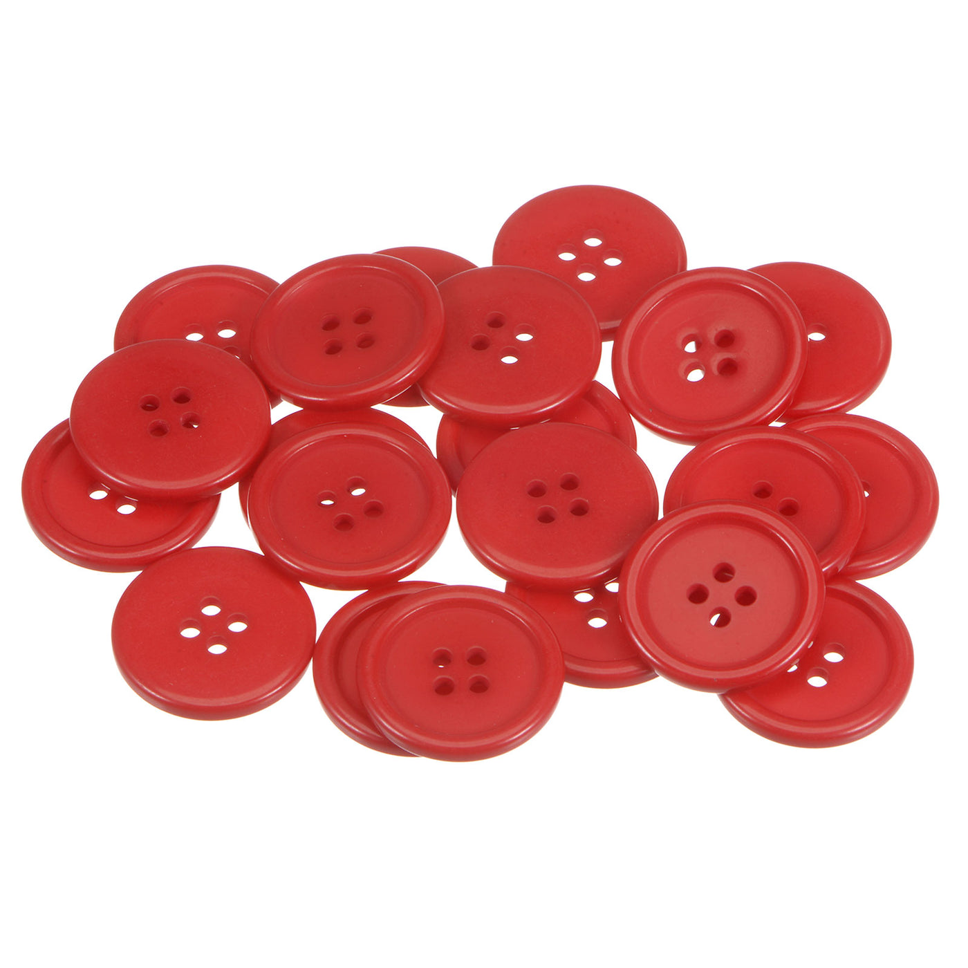 Harfington 50pcs 40L Sewing Buttons 1" Resin Round Flat 4-Hole Craft Buttons, Red
