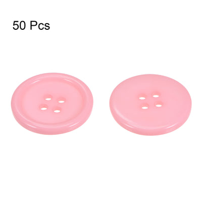 Harfington 50pcs 40L Sewing Buttons 1" Resin Round Flat 4-Hole Craft Buttons, Pink