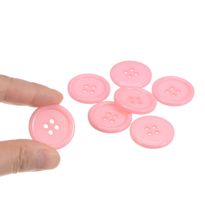 Harfington 50pcs 40L Sewing Buttons 1" Resin Round Flat 4-Hole Craft Buttons, Pink