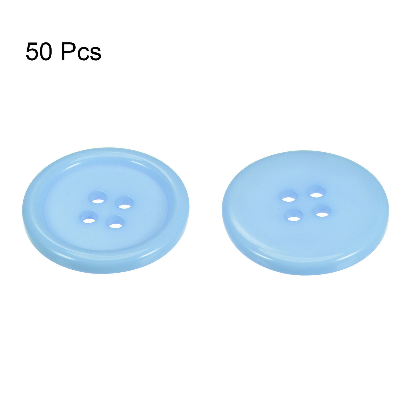 Harfington 50pcs 40L Sewing Buttons 1" Resin Round Flat 4-Hole Craft Buttons, Light Blue