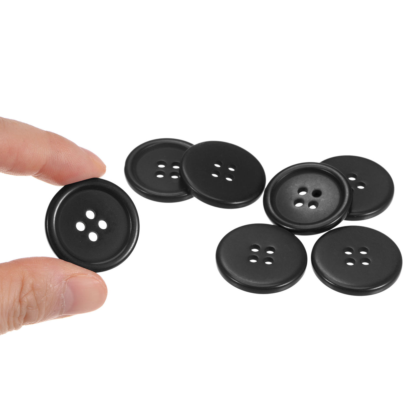 Harfington 50pcs 40L Sewing Buttons 1" Resin Round Flat 4-Hole Craft Buttons, Black