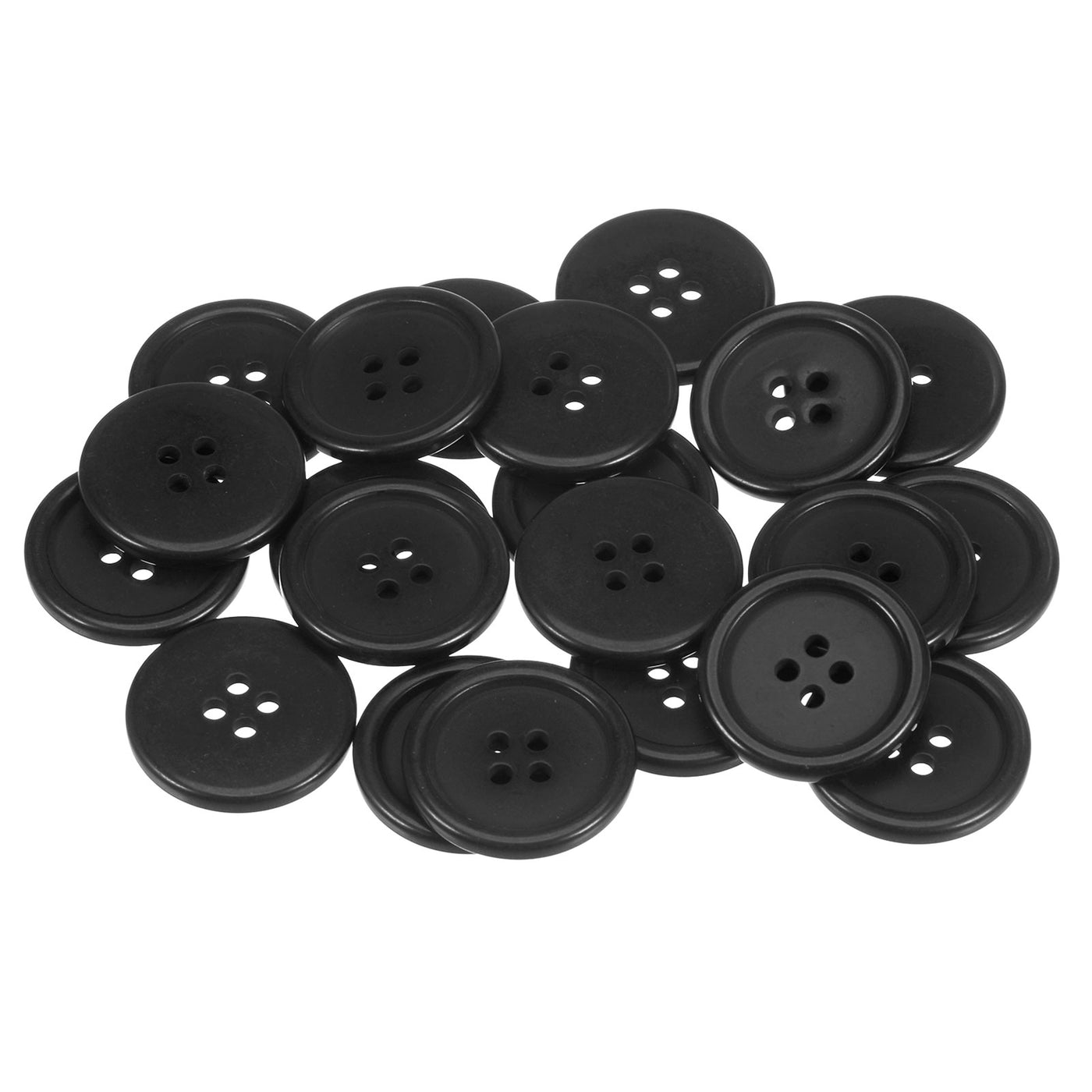 Harfington 50pcs 40L Sewing Buttons 1" Resin Round Flat 4-Hole Craft Buttons, Black
