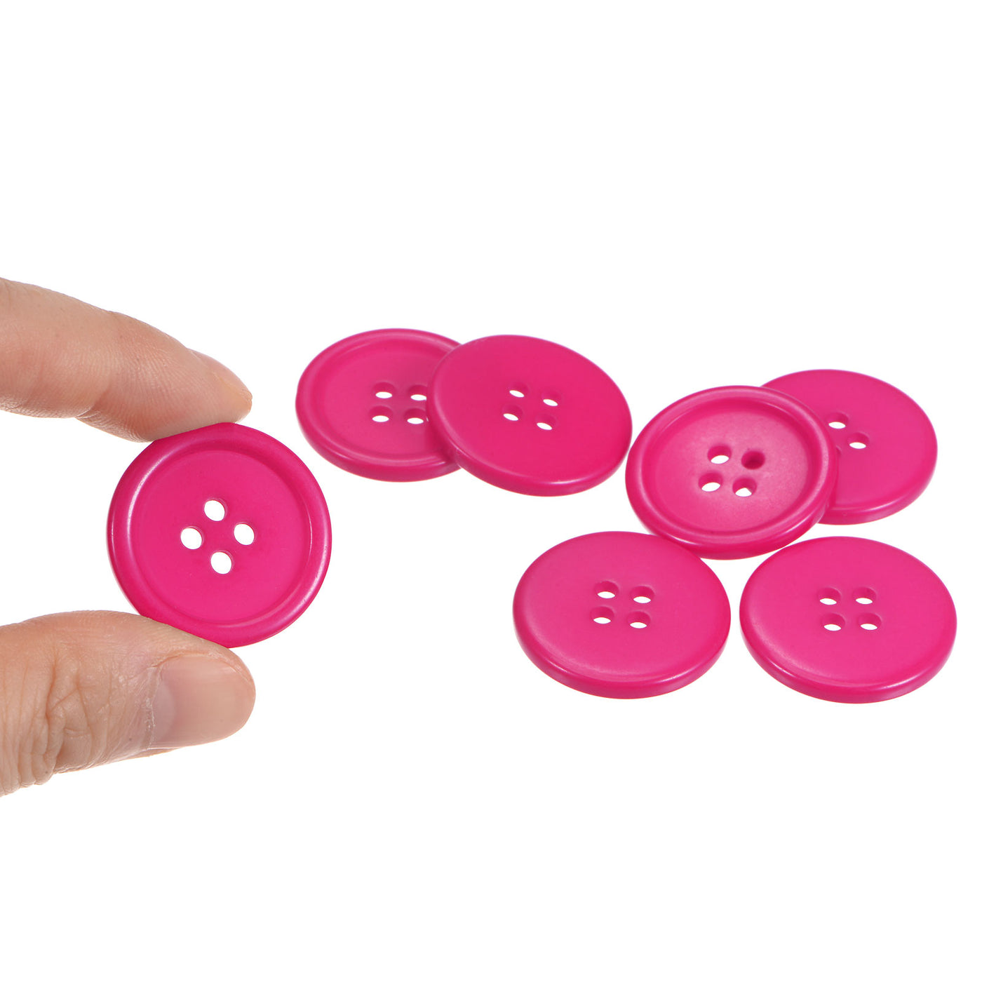 Harfington 50pcs 40L Sewing Buttons 1" Resin Round Flat 4-Hole Craft Buttons, Dark Pink