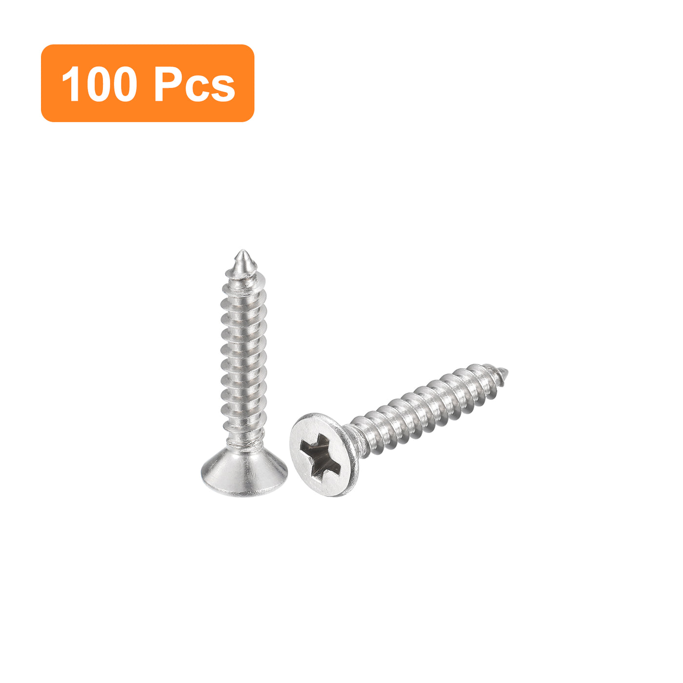 uxcell Uxcell #4x5/8" Wood Screws, 100pcs Phillips Self Tapping Screws 304 Stainless Steel