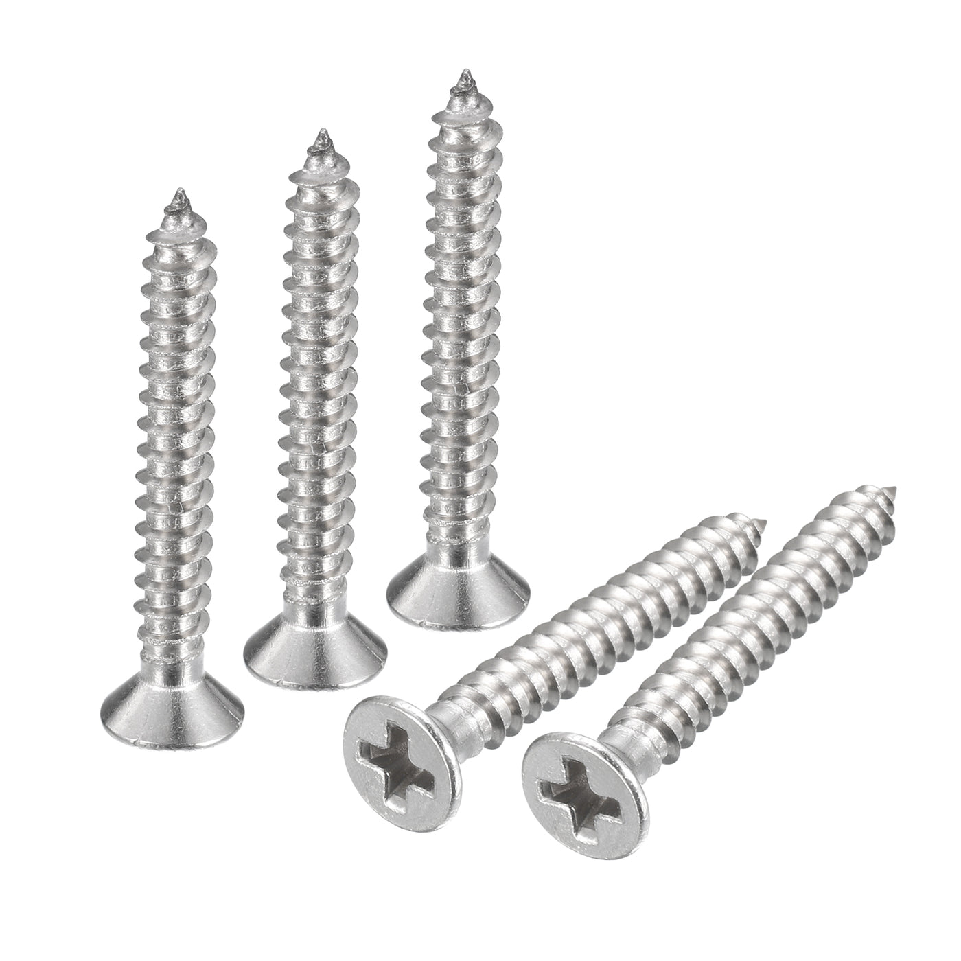 uxcell Uxcell #4x7/8" Wood Screws, 100pcs Phillips Self Tapping Screws 304 Stainless Steel