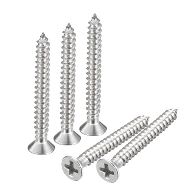 Harfington Uxcell #4x1" Wood Screws, 200pcs Phillips Self Tapping Screws 304 Stainless Steel