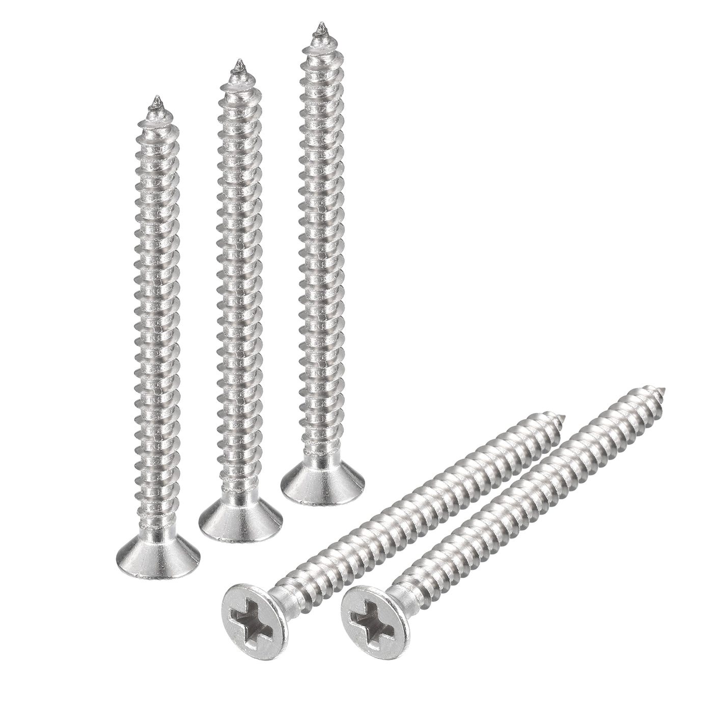 uxcell Uxcell #4x1-1/4" Wood Screws, 50pcs Phillips Self Tapping Screws 304 Stainless Steel