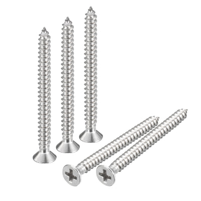 Harfington Uxcell #4x1-1/4" Wood Screws, 50pcs Phillips Self Tapping Screws 304 Stainless Steel