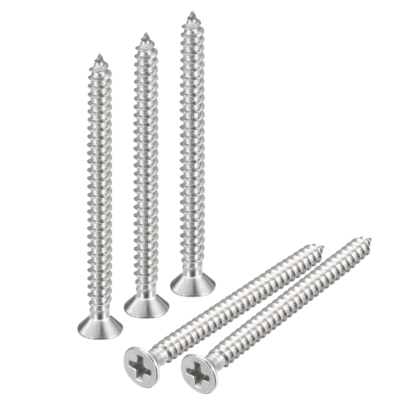 uxcell Uxcell #4x1-3/8" Wood Screws, 50pcs Phillips Self Tapping Screws 304 Stainless Steel