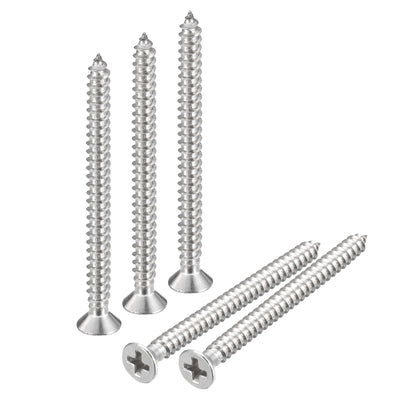 Harfington Uxcell #4x1-3/8" Wood Screws, 50pcs Phillips Self Tapping Screws 304 Stainless Steel