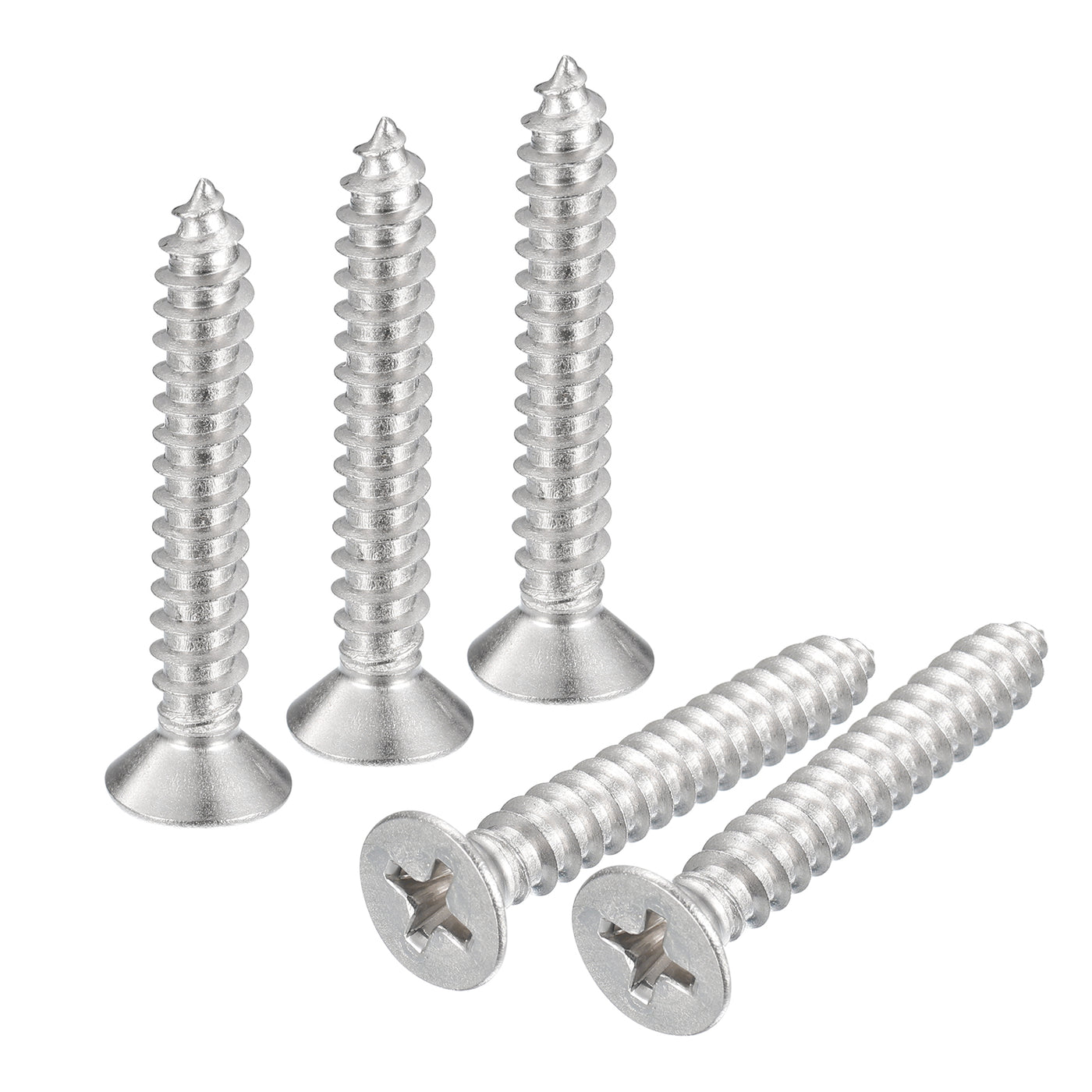 uxcell Uxcell #10x1-1/4" Wood Screws, 25pcs Phillips Self Tapping Screws 304 Stainless Steel