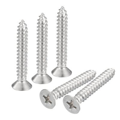 Harfington Uxcell #10x1-1/4" Wood Screws, 25pcs Phillips Self Tapping Screws 304 Stainless Steel