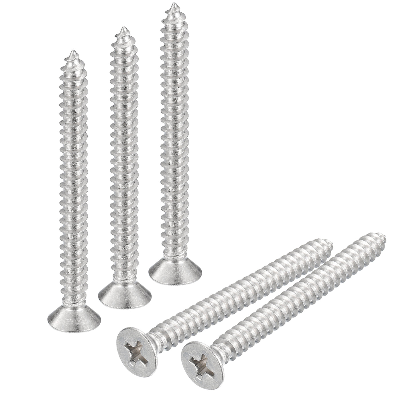 uxcell Uxcell #10x2" Wood Screws, 25pcs Phillips Self Tapping Screws 304 Stainless Steel