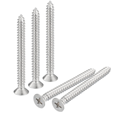 Harfington Uxcell #10x2" Wood Screws, 25pcs Phillips Self Tapping Screws 304 Stainless Steel