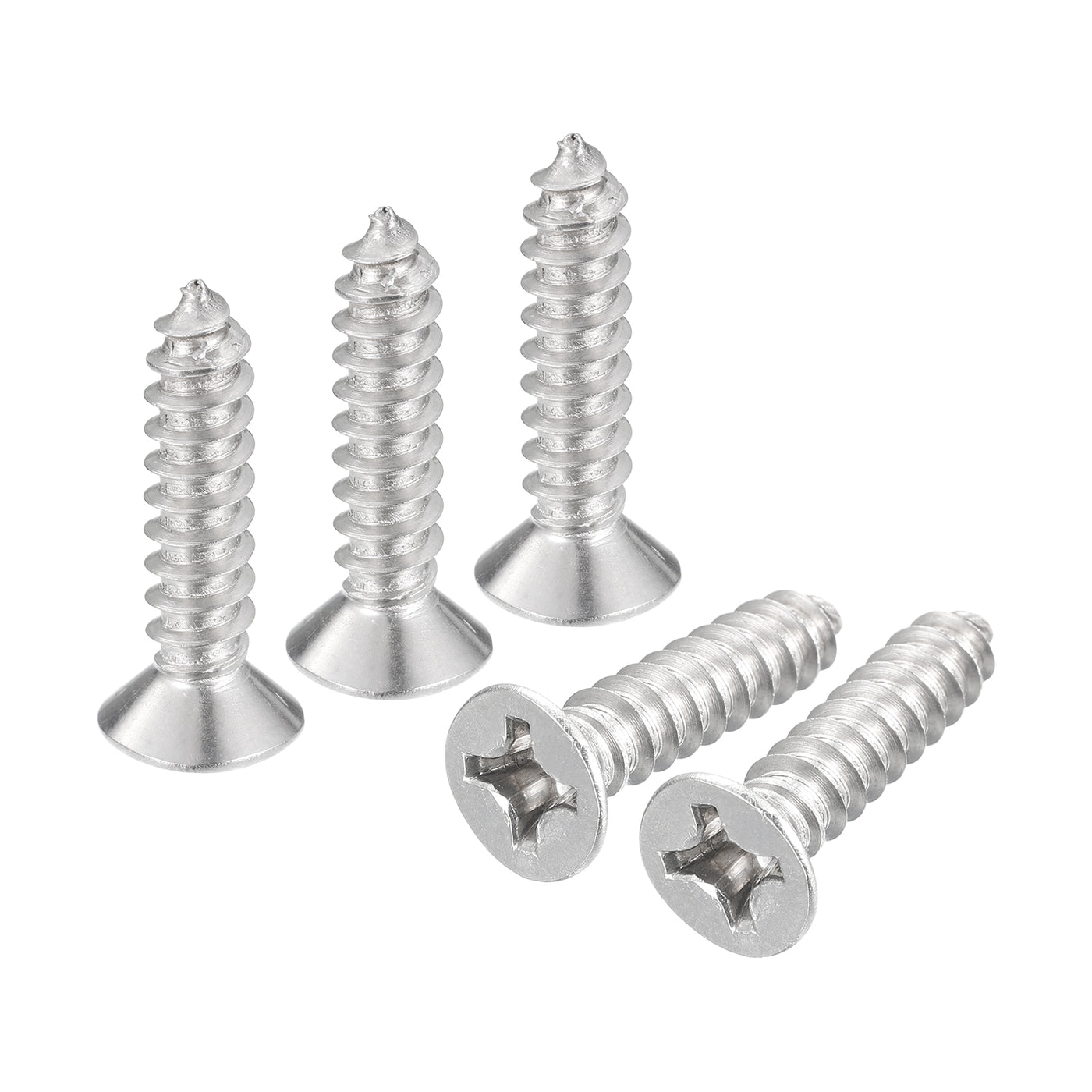 uxcell Uxcell #12x1" Wood Screws, 50pcs Phillips Self Tapping Screws 304 Stainless Steel