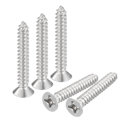 Harfington Uxcell #12x1-1/2" Wood Screws, 25pcs Phillips Self Tapping Screws 304 Stainless Steel