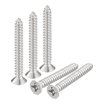 Harfington Uxcell #12x1-3/4" Wood Screws, 25pcs Phillips Self Tapping Screws 304 Stainless Steel