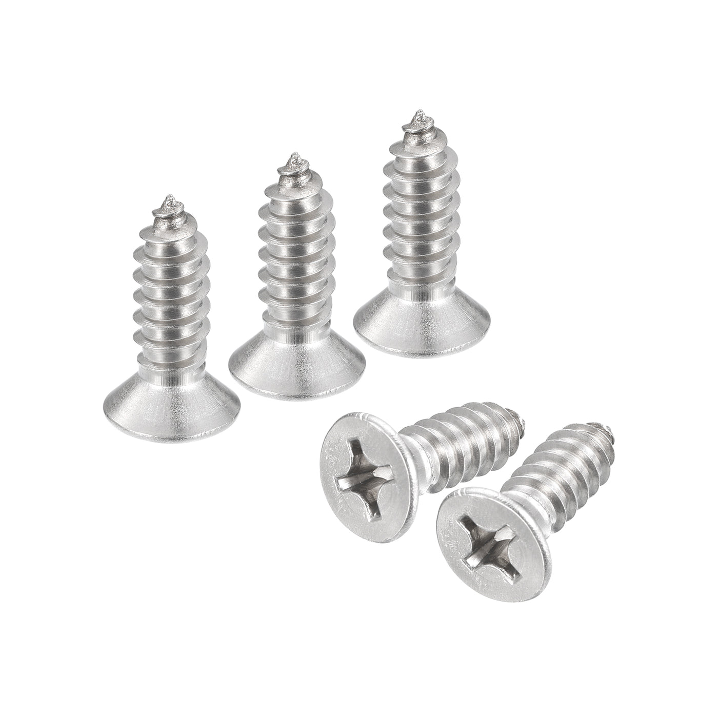 uxcell Uxcell #14x3/4" Wood Screws, 15pcs Phillips Self Tapping Screws 304 Stainless Steel