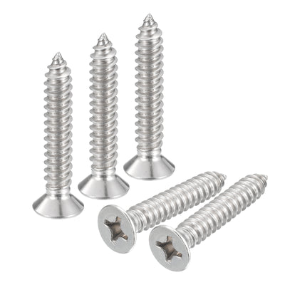 Harfington Uxcell #14x1-3/8" Wood Screws, 15pcs Phillips Self Tapping Screws 304 Stainless Steel