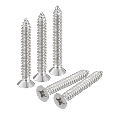 Harfington Uxcell #14x1-3/4" Wood Screws, 15pcs Phillips Self Tapping Screws 304 Stainless Steel