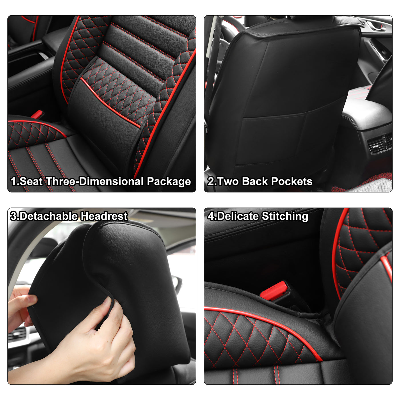 ACROPIX 2 Seat Leather Universal Car Seat Covers Seat Protectors Waterproof Vehicle Cushion Cover for Front Seat SUV Pick-up Trucks with Lumbar Support - Pack of 2