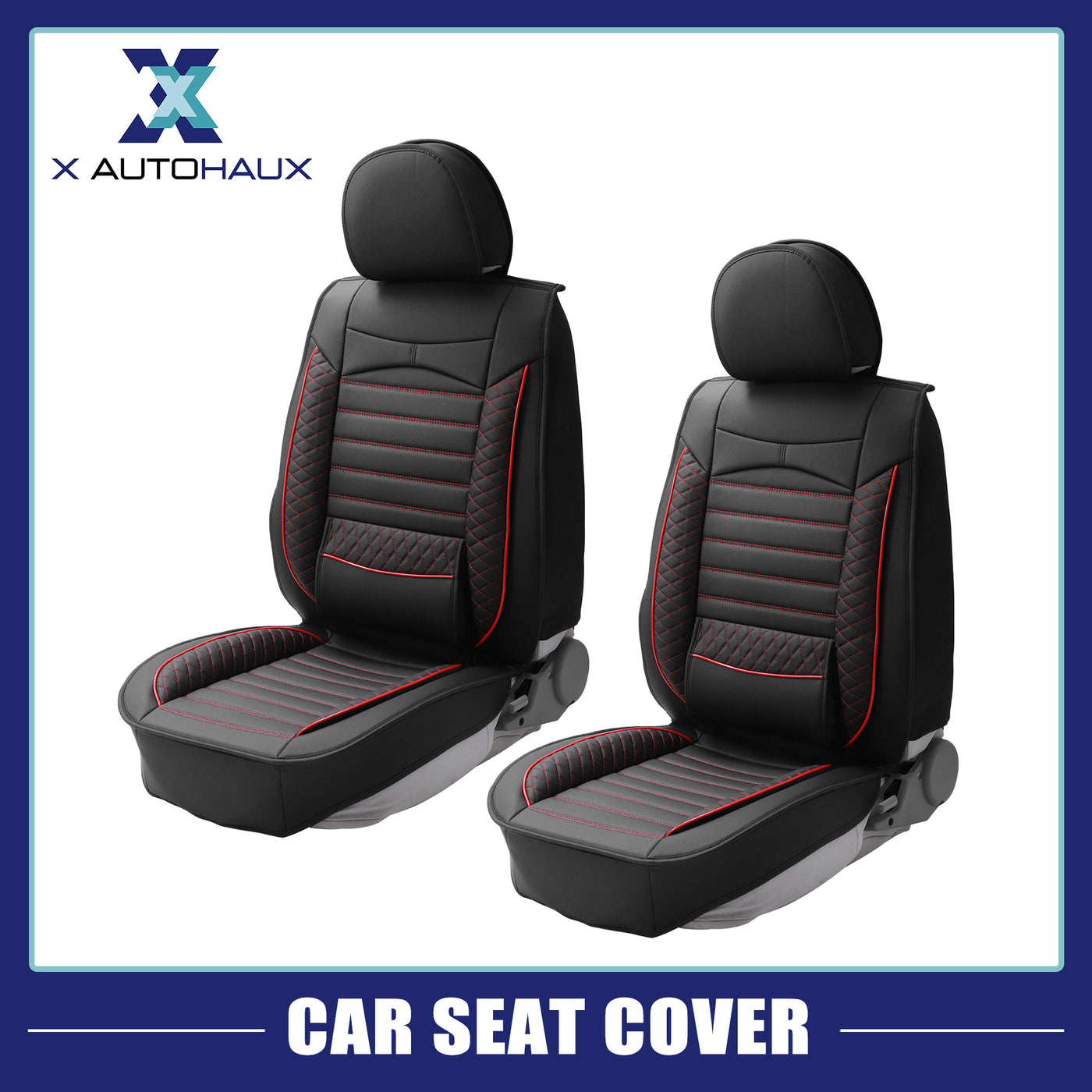 ACROPIX 2 Seat Leather Universal Car Seat Covers Seat Protectors Waterproof Vehicle Cushion Cover for Front Seat SUV Pick-up Trucks with Lumbar Support - Pack of 2