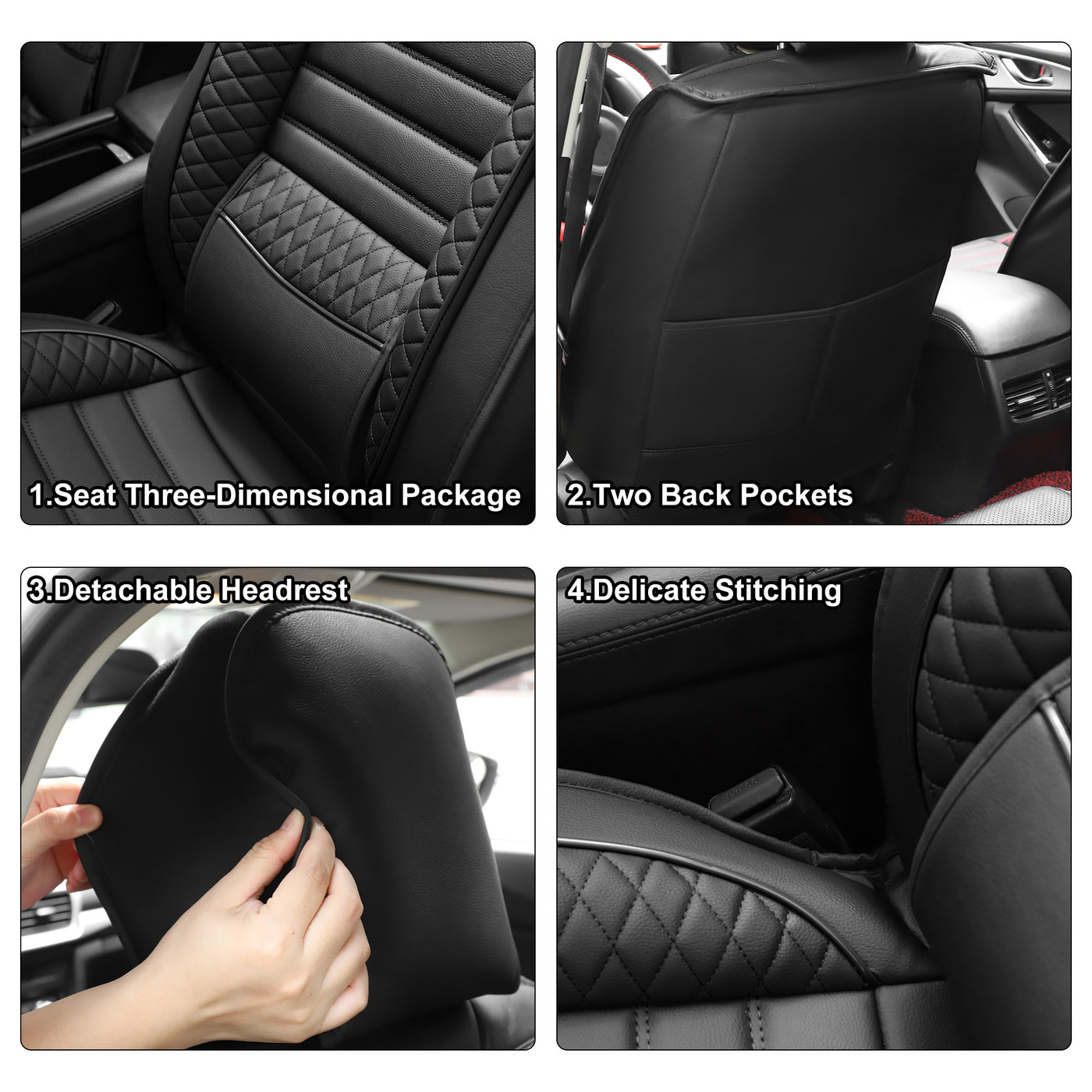 ACROPIX Front Seat Set Universal Car Seat Covers Seat Protectors Waterproof Non-Slip Black - Pack of 12