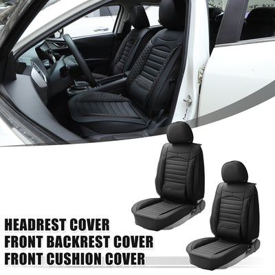 Harfington Front Seat Set Universal Car Seat Covers Seat Protectors Waterproof Non-Slip Black - Pack of 12