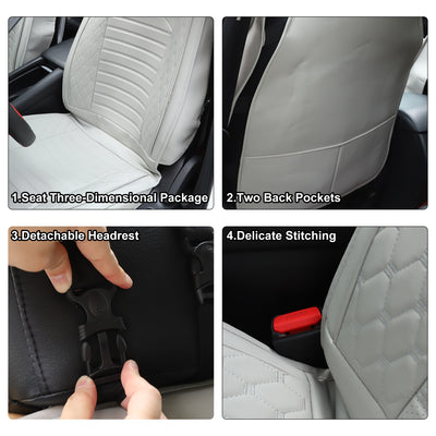 Harfington Universal Leather Car Seat Covers Cushion Protectors for Front Seat Car SUV Truck Sedan Vehicle Auto Interior Accessories Waterproof Non-Slip Gray - Pack of 12