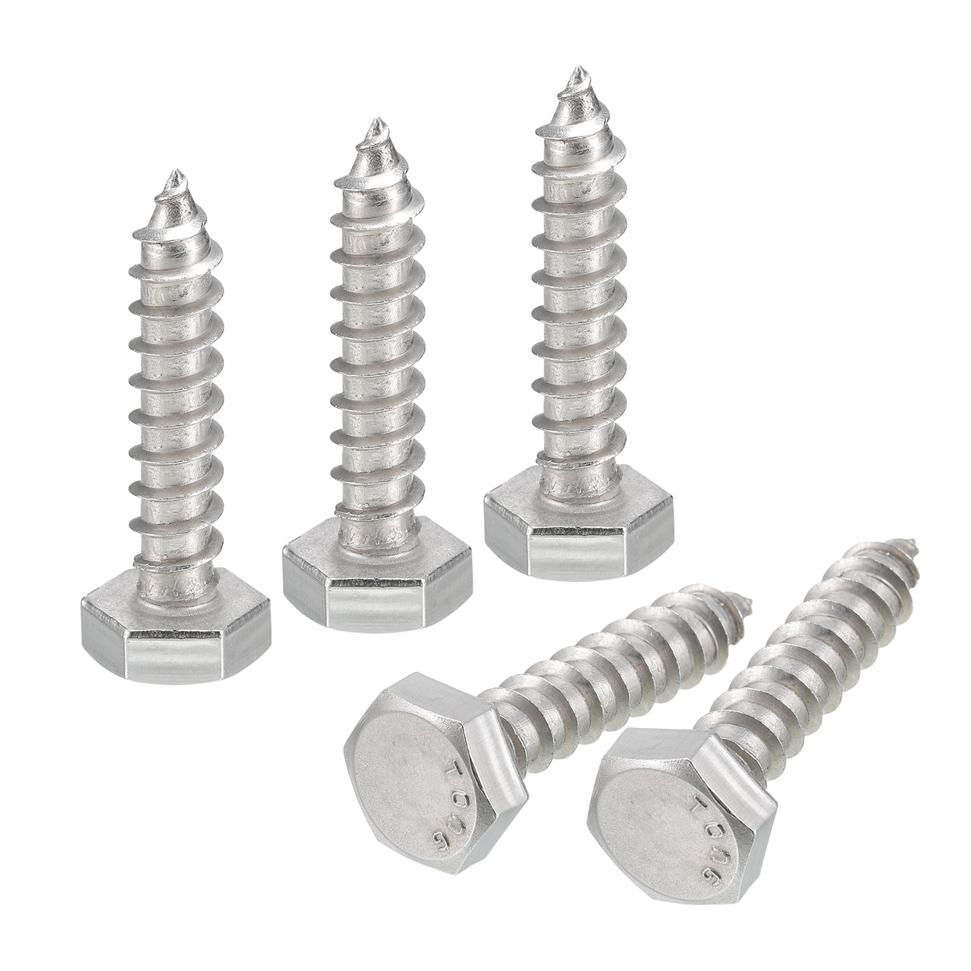 uxcell Uxcell Hex Head Lag Screws Bolts, 10pcs 1/4" x 1-1/4" 304 Stainless Steel Wood Screws