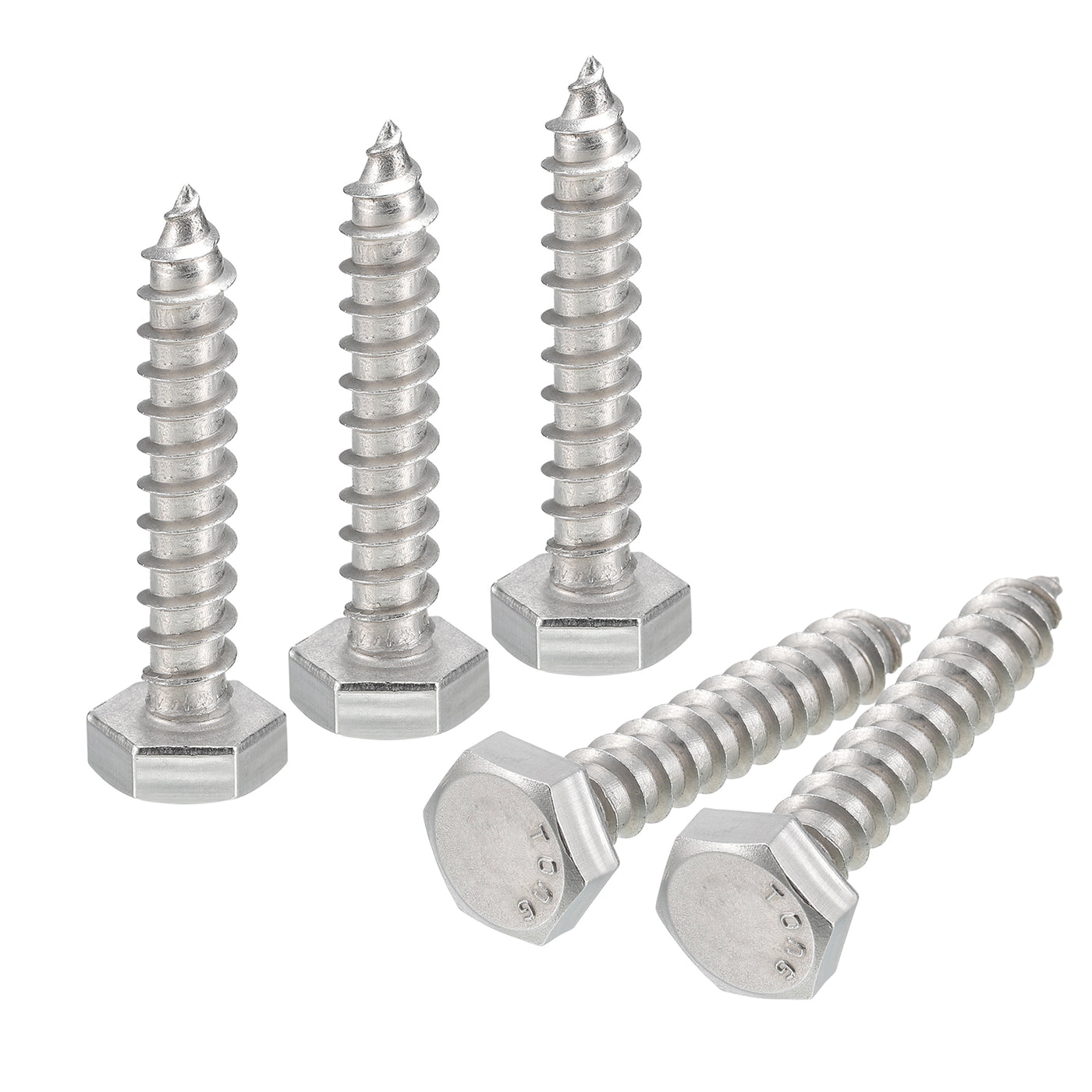 uxcell Uxcell Hex Head Lag Screws Bolts, 25pcs 1/4" x 1-1/2" 304 Stainless Steel Wood Screws