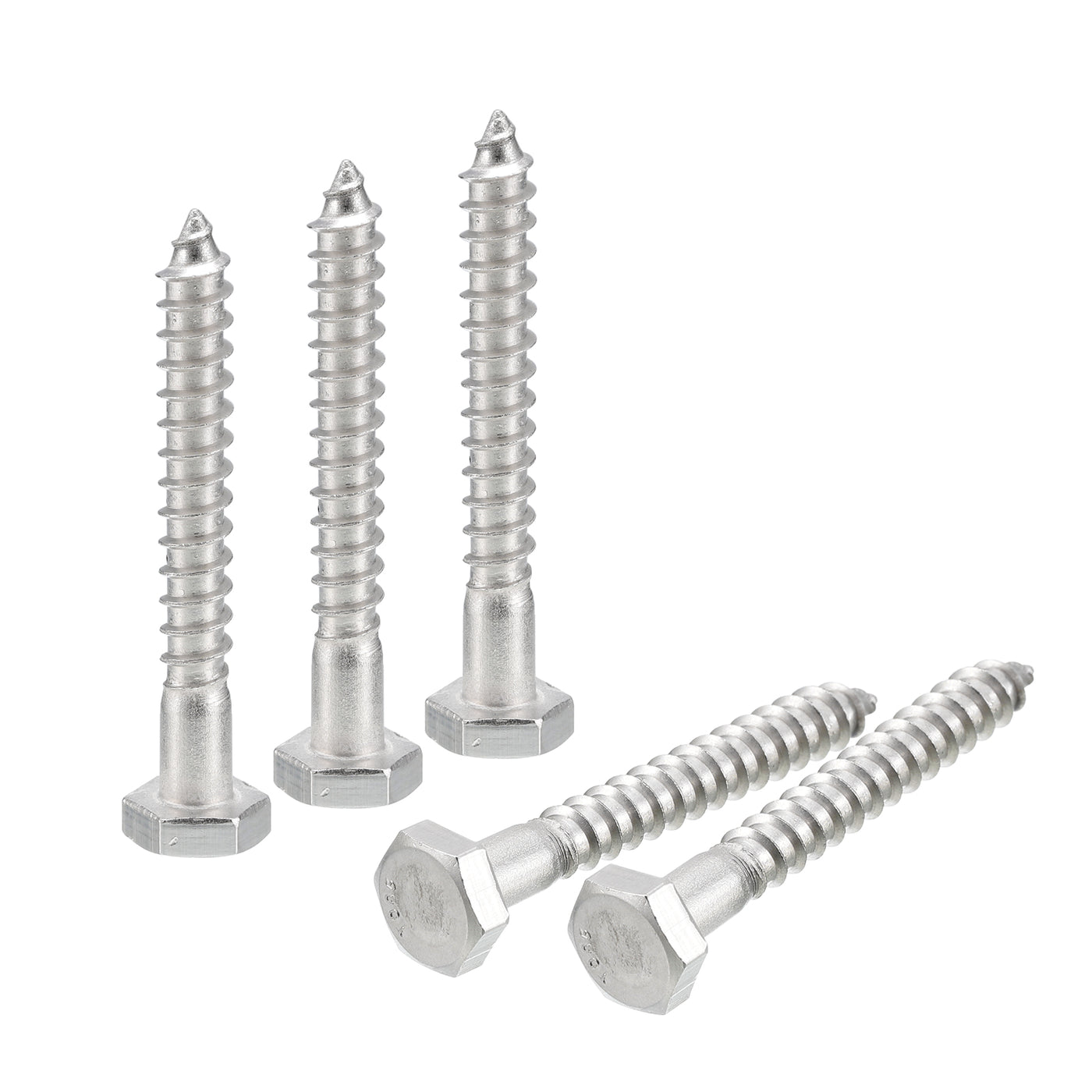 uxcell Uxcell Hex Head Lag Screws Bolts, 25pcs 1/4" x 2" 304 Stainless Steel Wood Screws