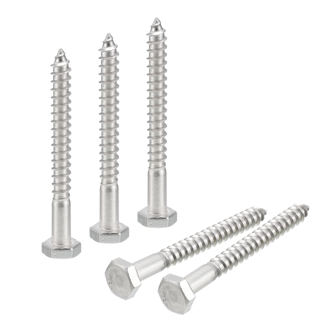 uxcell Uxcell Hex Head Lag Screws Bolts, 10pcs 1/4" x 2-1/2" 304 Stainless Steel Wood Screws