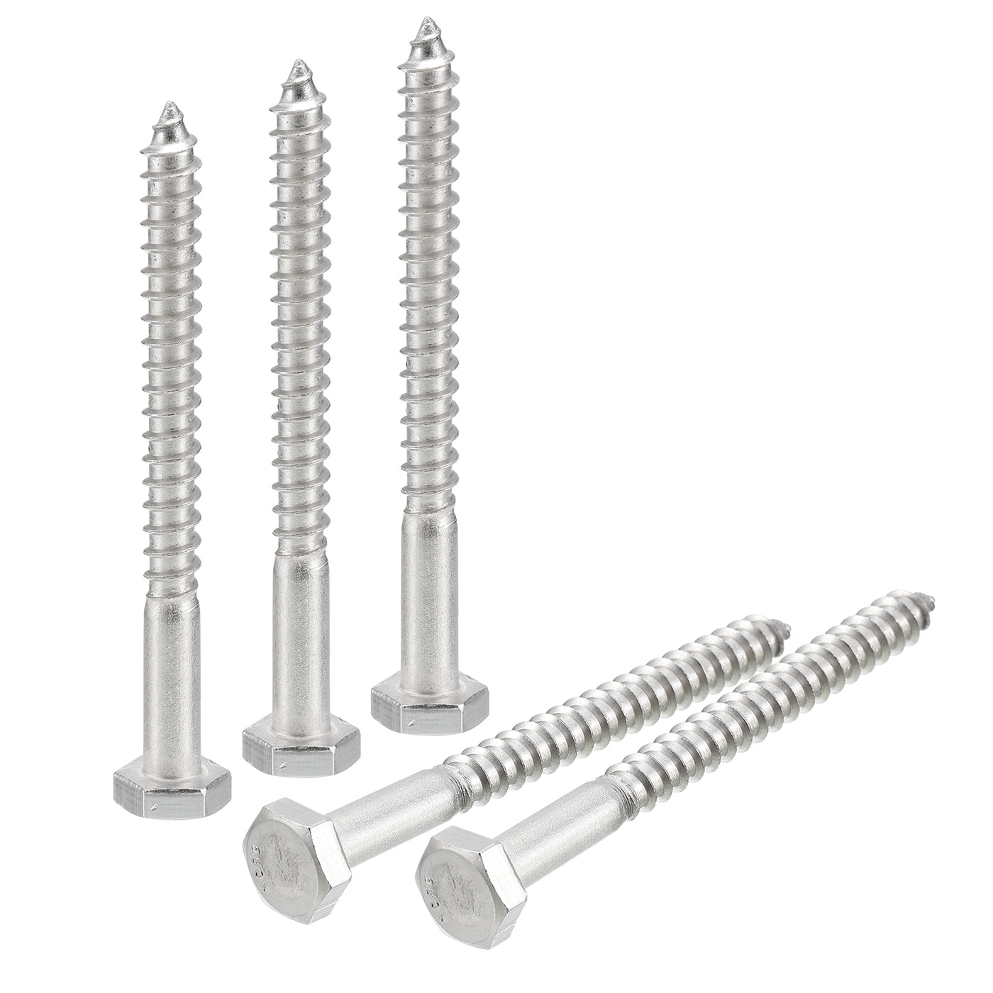 uxcell Uxcell Hex Head Lag Screws Bolts, 5pcs 1/4" x 3" 304 Stainless Steel Wood Screws