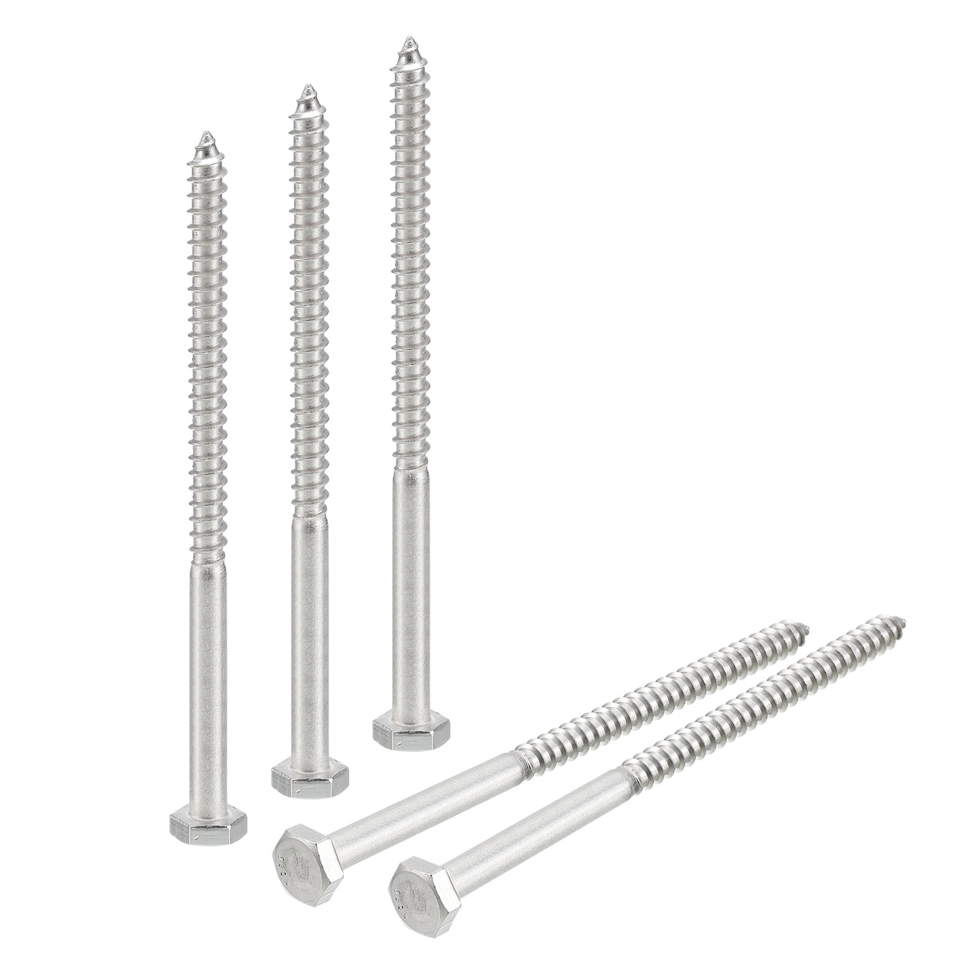 uxcell Uxcell Hex Head Lag Screws Bolts, 5pcs 1/4" x 4" 304 Stainless Steel Wood Screws