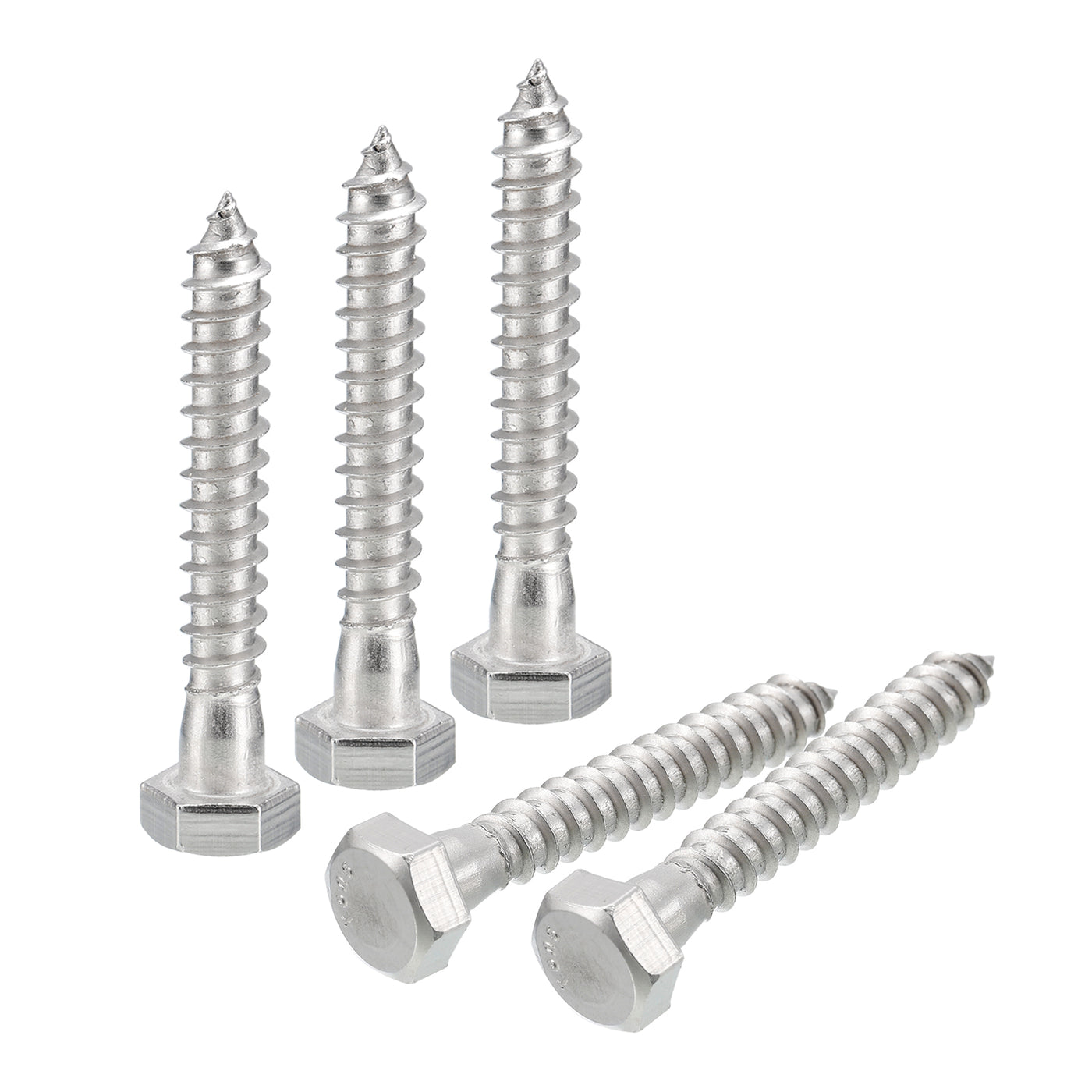 uxcell Uxcell Hex Head Lag Screws Bolts, 5pcs 5/16" x 2" 304 Stainless Steel Wood Screws